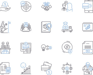 Risk management outline icons collection. Management, Risk, Strategy, Compliance, Analysis, Mitigation, Security vector and illustration concept set. Planning, Reduce, Controls linear signs