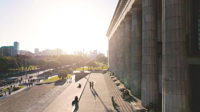4k video city buildings at sunset with green parks in the background, recoleta, buenos aires, argentina