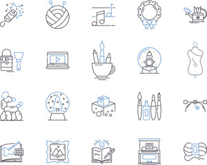 Fototapeta premium Creative business outline icons collection. Innovative, Profitable, Dynamic, Entrepreneurial, Promotional, Resourceful, Unique vector and illustration concept set. Progressive, Branding, Disruptive