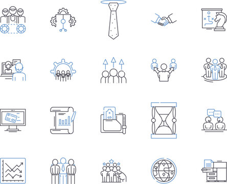 Sharing Economy outline icons collection. Collaborative, Network, Exchange, Disintermediation, Platform, Commercialization, Collaboration vector and illustration concept set. Connectivity