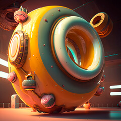 Candy spaceship in the factory.