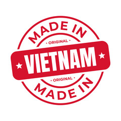 Made In Vietnam Stamp Logo Icon Symbol Design. Seal National Original Product Badge. Vector Illustration