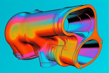 a drawing of a part for an automobile, in the style of fluid impressions, FEm drawing, thermal camera, structuralist design, precisionism, large scale works, detail-oriented, calculated ai