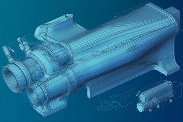 a drawing of a part for an automobile, in the style of fluid impressions, FEM drawing, thermal camera, structuralist design, precisionism, large scale works, detail-oriented, calculated ai