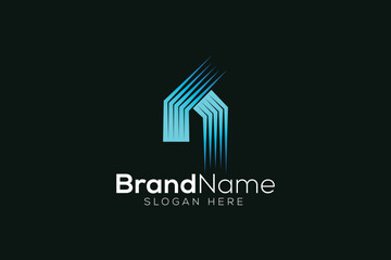 Colorful Blue home icon abstract logo design vector template