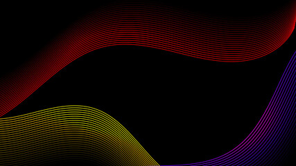 Abstract color lines wave pattern on black background.Vector graphic illustration.