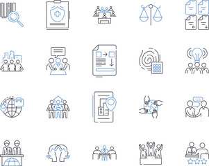 Hedge fund outline icons collection. Hedge, Fund, Investing, Investment, Management, Manager, Strategies vector and illustration concept set. Strategy, Returns, Return linear signs