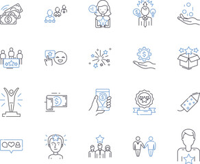 Cash flow management outline icons collection. Cash, Flow, Management, Budgeting, Tracking, Planning, Monitoring vector and illustration concept set. Analysis, Forecasting, Optimizing linear signs