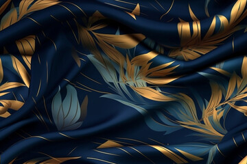 Luxury brazilian themed style silk fabric, elegant seamless pattern, realistic light and shadow background, photorealistic wallpaper, generative ai