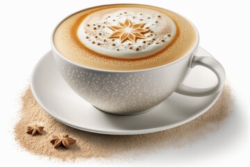 Delicious cappuccino in a cup on a white background. Generative AI