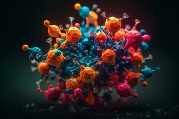 Fototapeta na wymiar Colorful Molecule. Generative AI