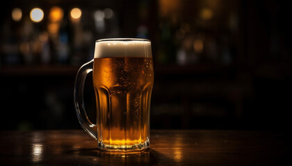 Fototapeta na wymiar Unwind and Relax with Our Refreshing Beer Pint: Perfectly Frothy and Brewed to Perfection!
