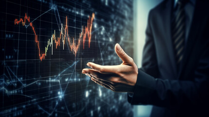 Businessman holding investment finance chart stock market business and exchange financial growth Generative AI