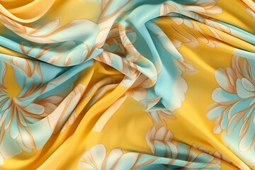 Luxury summer themed style silk fabric, elegant seamless pattern, realistic light and shadow background, photorealistic wallpaper, generative ai