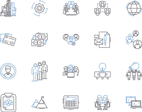 Sharing Economy outline icons collection. Collaborative, Network, Exchange, Disintermediation, Platform, Commercialization, Collaboration vector and illustration concept set. Connectivity