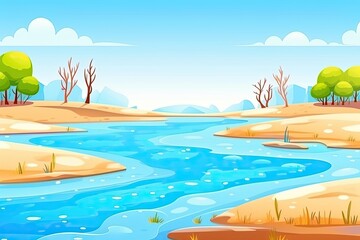 Fototapeta na wymiar serene river flowing through a barren and arid landscape. Generative AI
