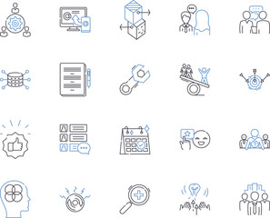 Partnership cooperation outline icons collection. Collaboration, Communion, Accord, Unity, Alliance, Coalition, Concord vector and illustration concept set. Consensus, Respect, Compromise linear signs