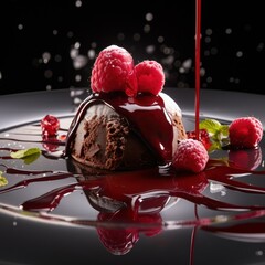 Chocolate Raspberry Soufflé Ice Cream - Generative Ai Illustration