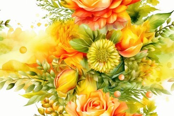 Obraz premium watercolor illustration of flowers. manually created. a continuous pattern. Cover, cloth, textile, and wrapping paper designs. Generative AI