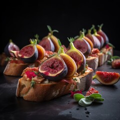 Fig Crostini Appetizer - Generative Ai Illustration