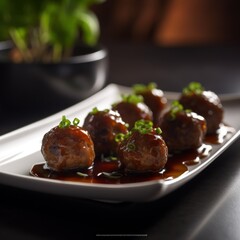 Teriyaki Meatball Appetizer - Generative Ai Illustration