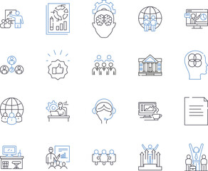Department workflow outline icons collection. Department, Workflow, Management, Automation, Process, Systems, Efficiency vector and illustration concept set. Productivity, Control, Software linear