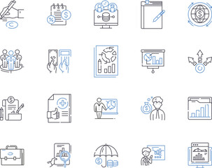 Lean Management outline icons collection. Lean, Management, Efficiency, Automation, Waste, Process, Cost vector and illustration concept set. Quality, Production, Time linear signs