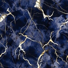 Seamless Dark Blue, White, and Gold Marble Texture