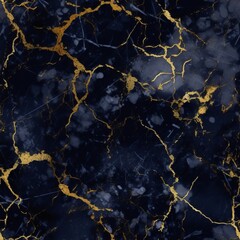 Obraz na płótnie Canvas Seamless Dark Blue, White, and Gold Marble Texture