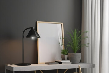 White  poster frame mockup in a contemporary home interior, Generative AI