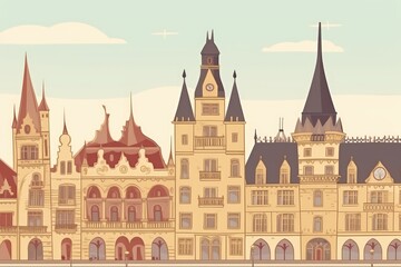 Obraz premium majestic castle with a prominent clock tower. Generative AI