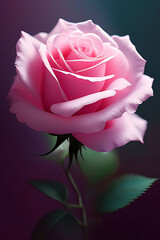 Pink rose flower on dark background. Generative ai