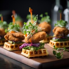 Chicken and Waffle Brite Bites - Generative Ai Illustration