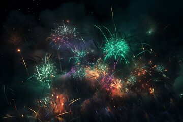 Fototapeta premium fireworks have started and all kinds of firework from generative ai