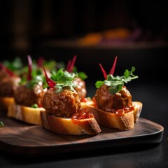 Meatball Toasted Crostini - Generative AI Illustration