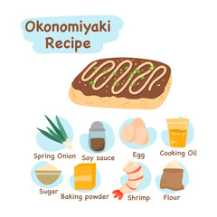 okonomiyaki illustration recipe concept