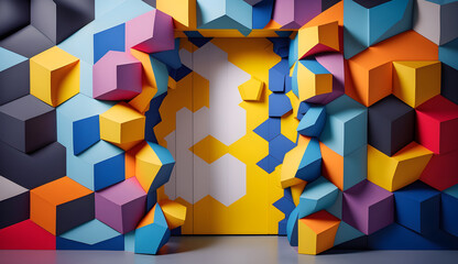 abstract geometric shape photo studio room .generative ai
