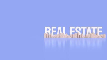 The white real estate text and wood house for business concept 3d rendering