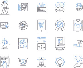 Strategy and concept outline icons collection. Strategy, Concept, Planning, Design, Tactics, Blueprint, Plan vector and illustration concept set. Formula, Structure, Approach linear signs
