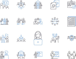 Fototapeta na wymiar Management workflow outline icons collection. management, workflow, process, efficiency, productivity, coordination, collaboration vector and illustration concept set. communication, automation