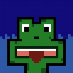 8 bit of pixel froggy character. pout froggy in vektor illustrations for game assets or cross stitch patterns.