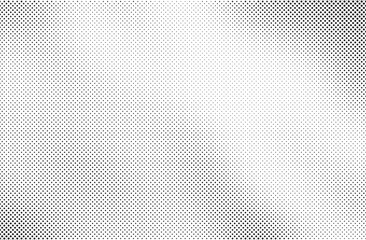 Halftone vector background. Monochrome halftone pattern. Abstract geometric dots background. Pop Art comic gradient black white texture. Design for presentation banner, poster, flyer, business card.