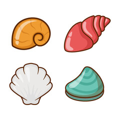 vector illustration of sea shells set