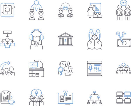 Sharing Economy outline icons collection. Collaborative, Network, Exchange, Disintermediation, Platform, Commercialization, Collaboration vector and illustration concept set. Connectivity