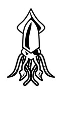 black and white illustration of squid pirate