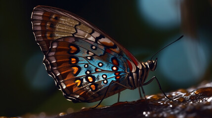 Fototapeta na wymiar Butterfly illustration with flower. Generative AI.