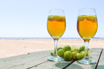 beer cocktail on the beach