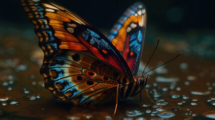 Obraz na płótnie Canvas Butterfly illustration with flower. Generative AI.