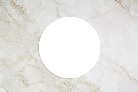 Round Sticker Mockup on Golden Marble Surface