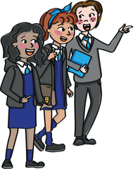 Team school teenagers talking happy